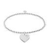 Silver bracelet with a heart-shaped tag on a white background