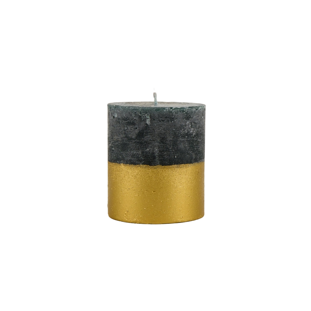 Winter Thyme Gold Half Dipped Pillar Candle - St Eval