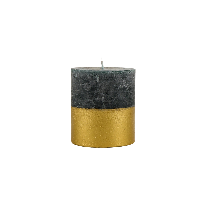 Winter Thyme Gold Half Dipped Pillar Candle - St Eval